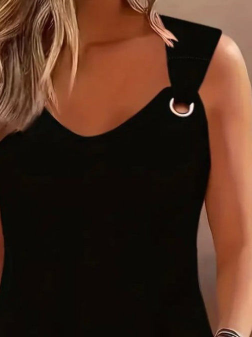 Women's Strappy V Neck Eyelet Detailed Viscose Blouse