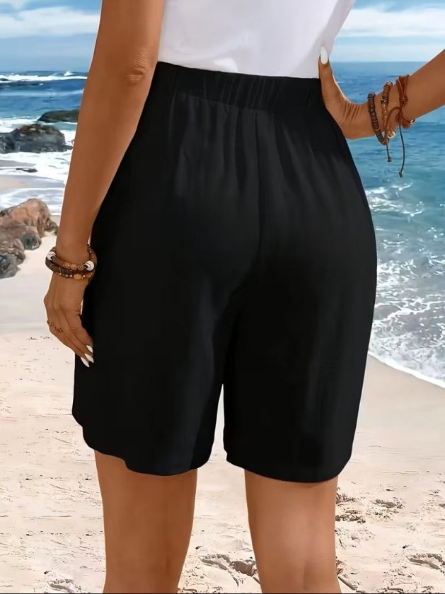 Women's High Waist Short Pera Shorts with Side Button Detail