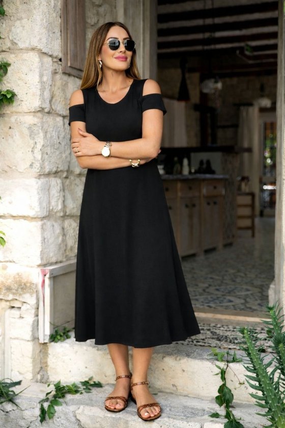 Women’s Sleeveless Off-Shoulder Midi Viscose Dress