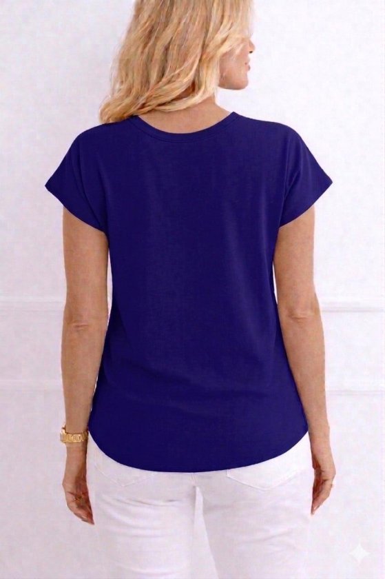 Women's V-Neck Short Sleeve Woven Viscose Fabric Blouse
