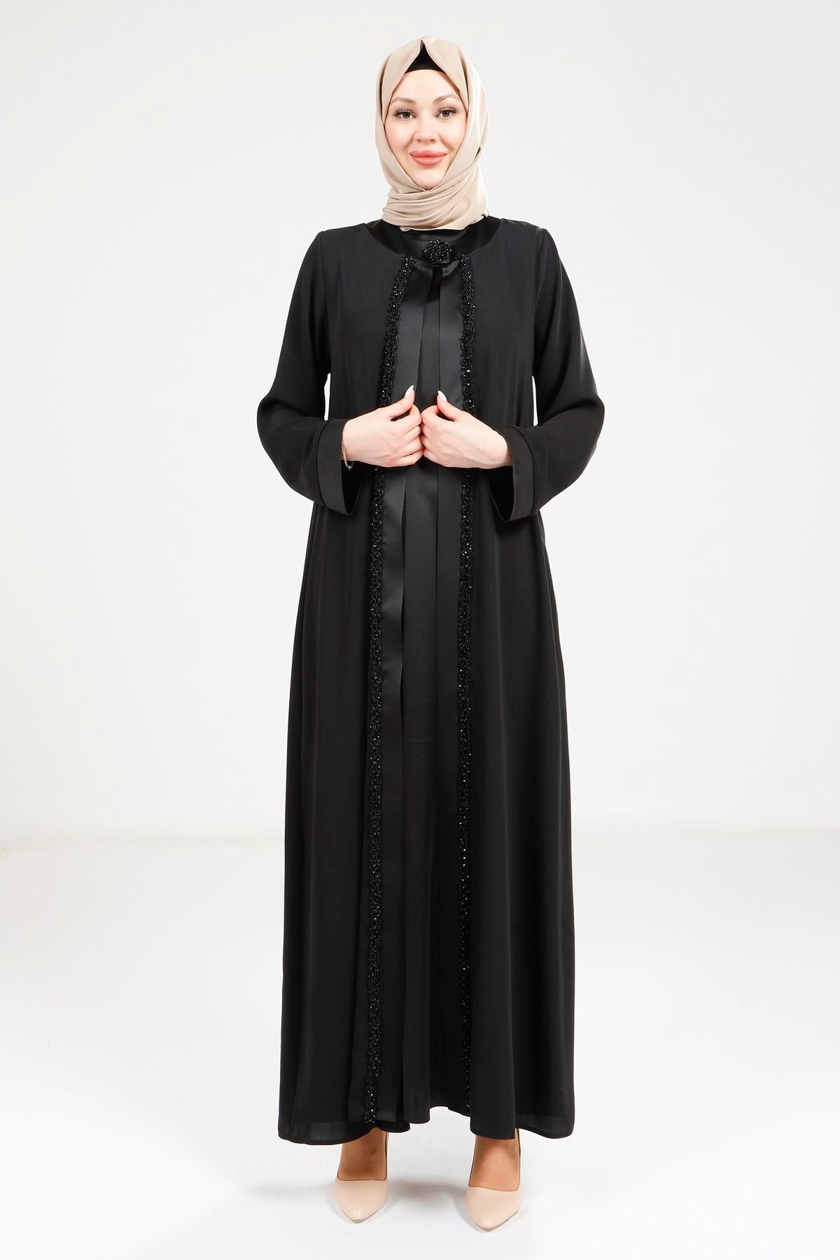 9269 ABAYA SATEN ELBİSELİ