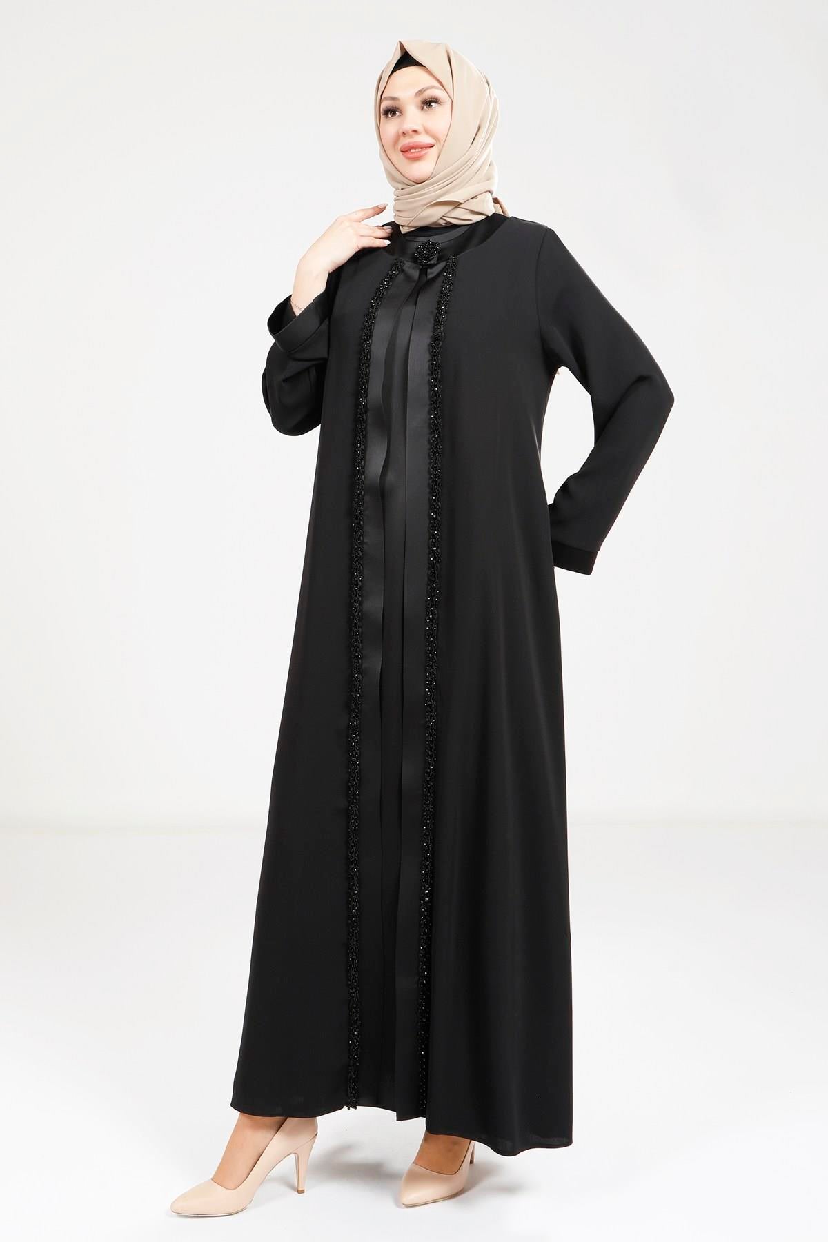 9269 ABAYA SATEN ELBİSELİ