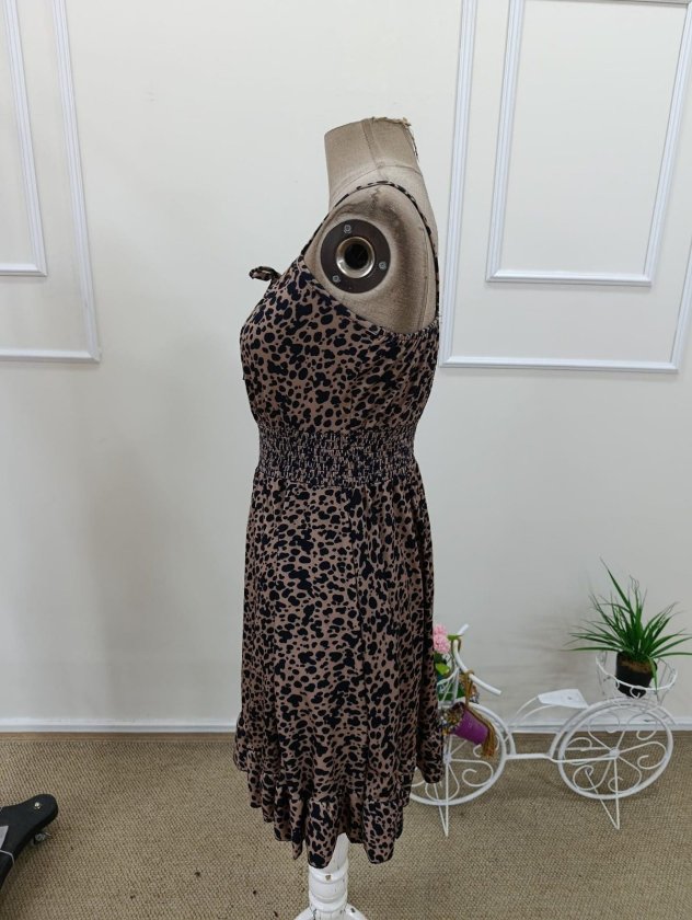 Women's Spaghetti Strap Gathered Neck Elastic Waist Short Supreme Dress