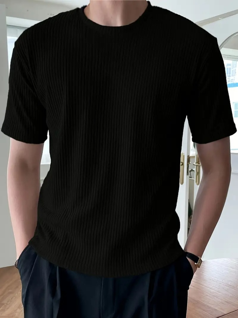 Men's Short Sleeve Crew Neck Knit T-shirt