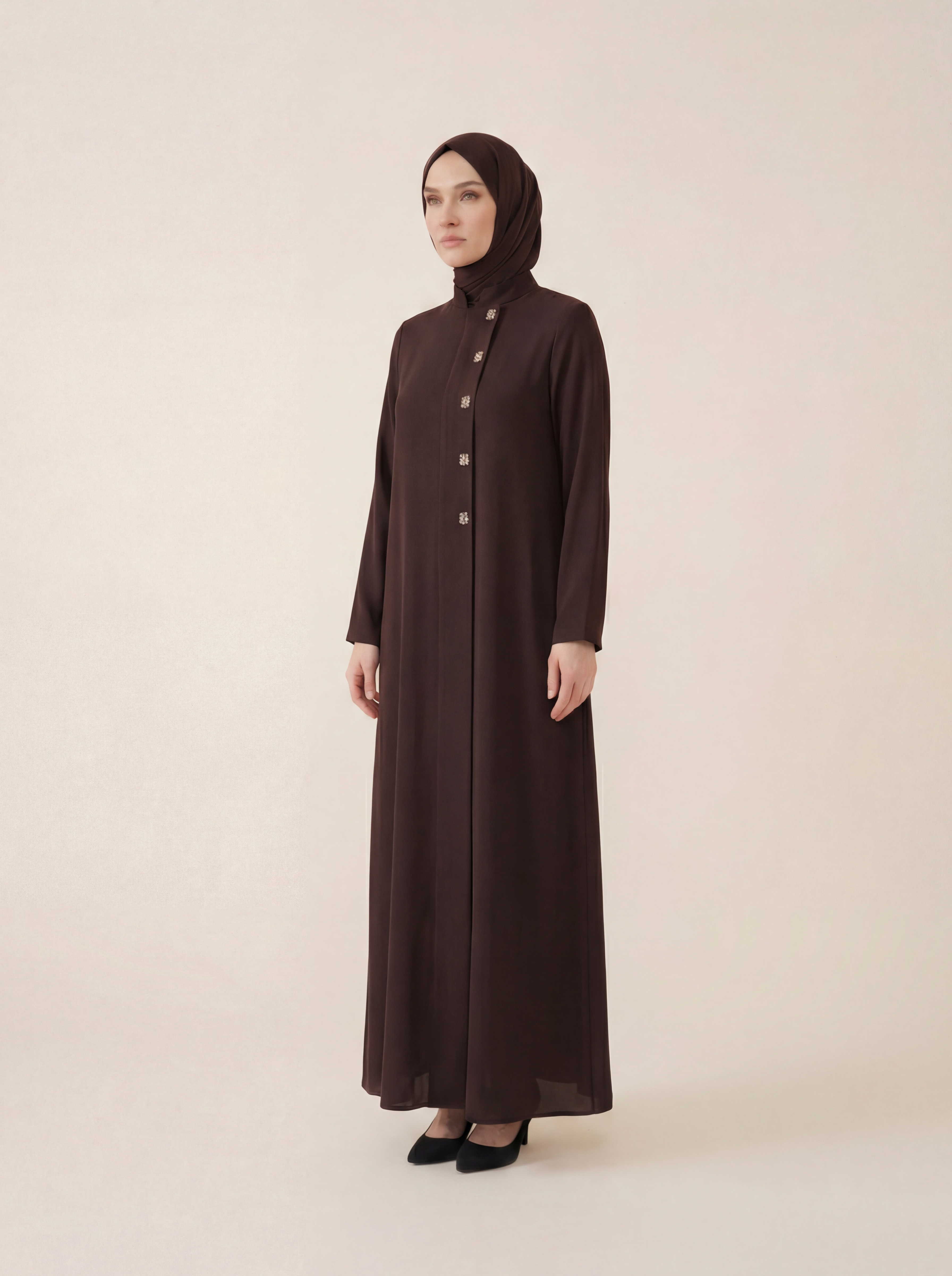 9558 Kare Aksesuarlı Ferace