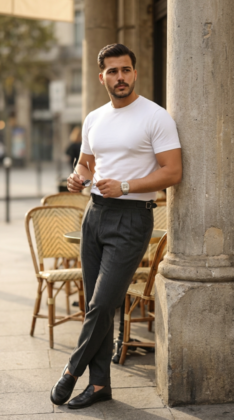 Men's Basic Crew Neck Short Sleeve Knit T-Shirt - 100% Cotton Acrylic