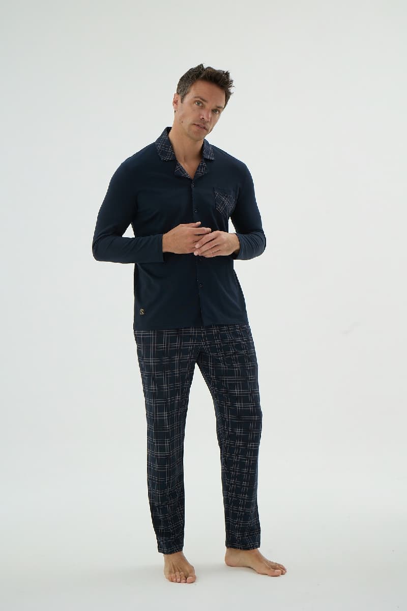 9622 ERKEK BASKILI DÜĞMELİ PİJAMA TAKIM