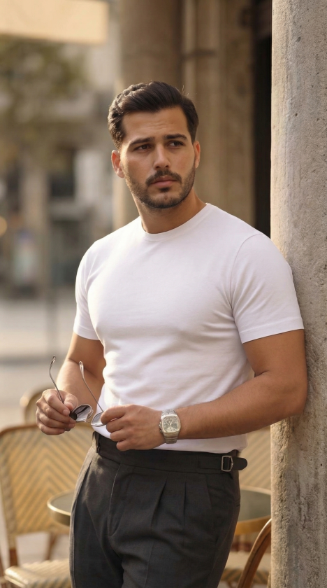 Men's Basic Crew Neck Short Sleeve Knit T-Shirt - 100% Cotton Acrylic