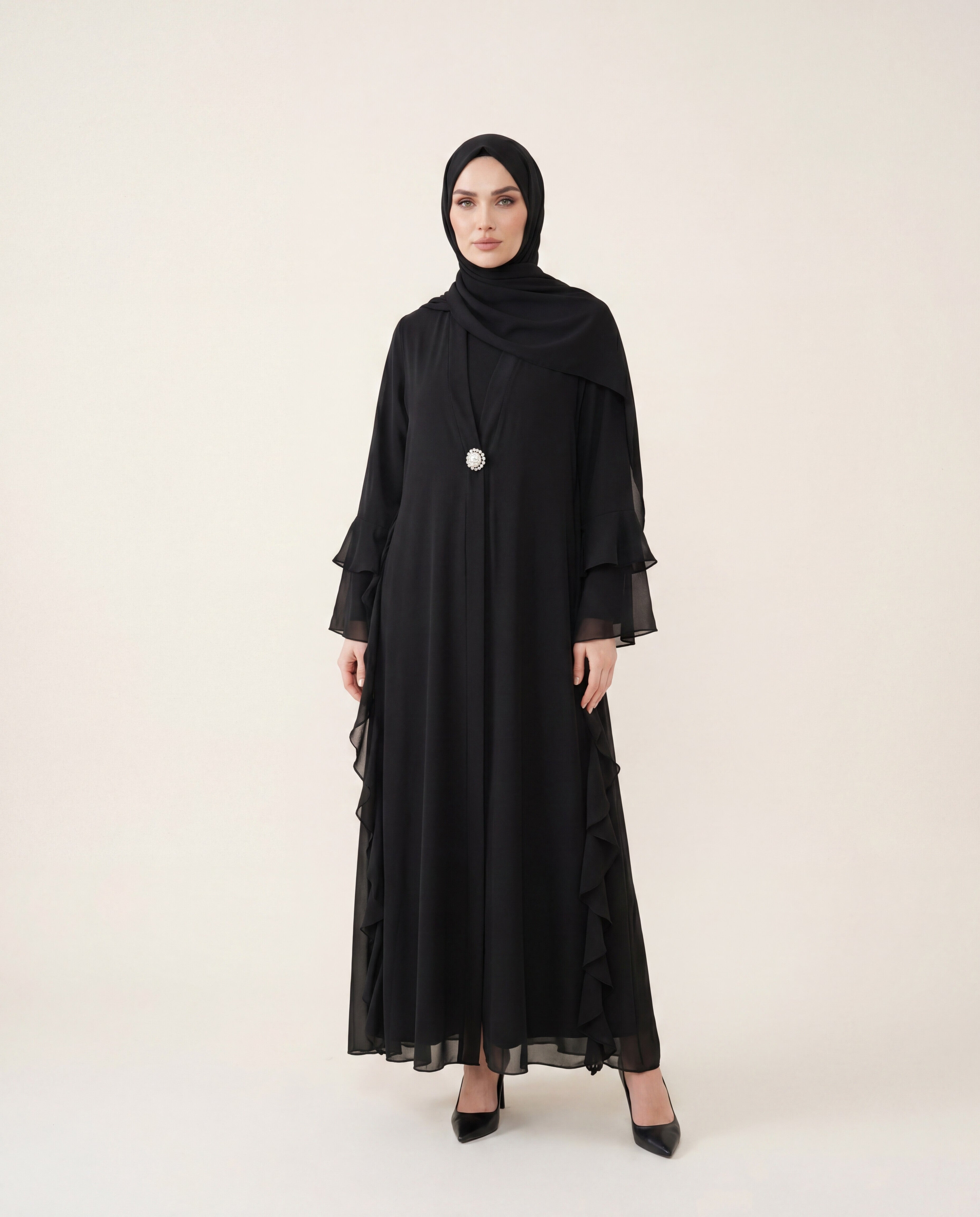9789 Şifon Volanlı Abaya