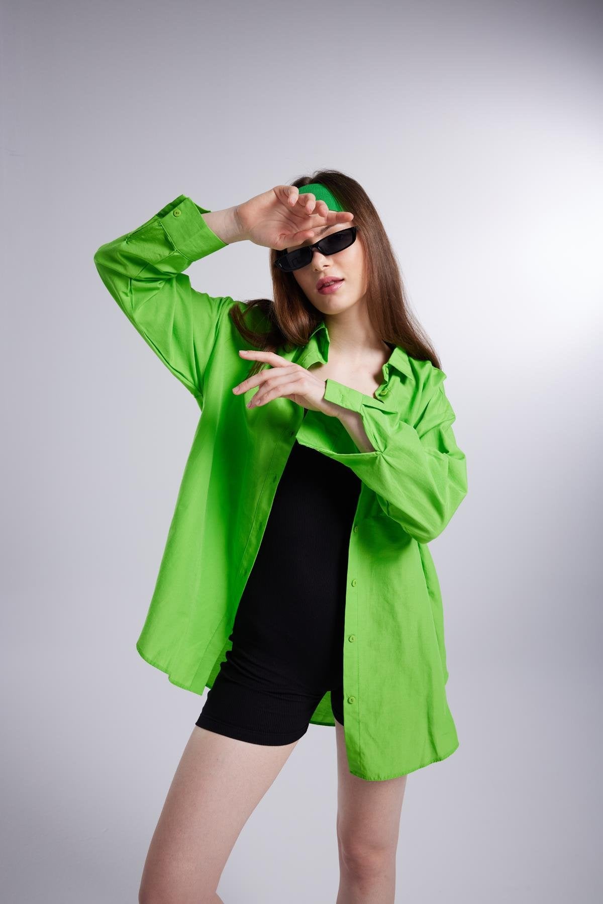 Cepli Oversize Kesim Lovesize Gömlek Yeşil