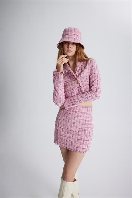 Tweed Etek Pembe
