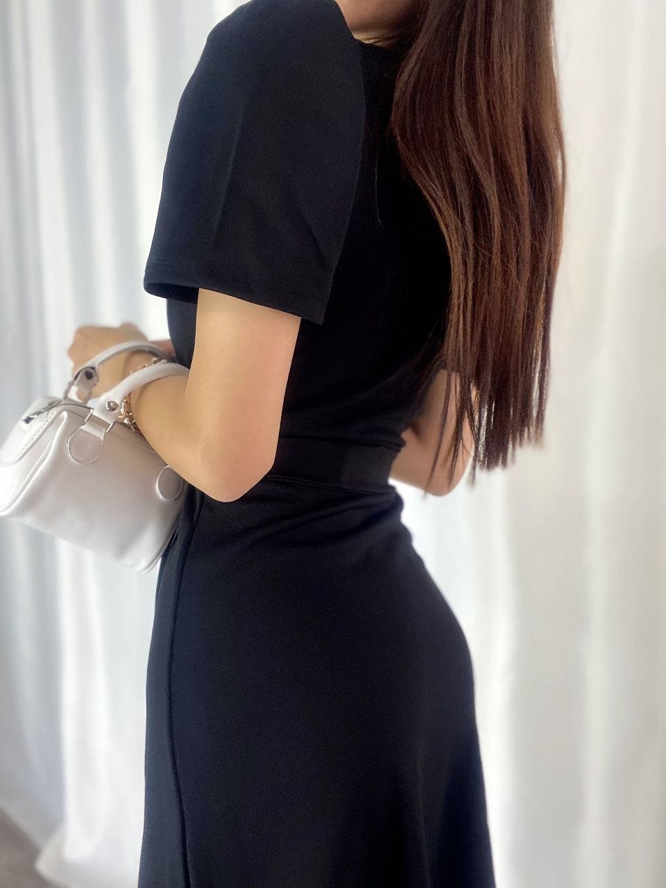 Women's Wrap Neck Midi Length Belted Crepe Dress 120 Cm