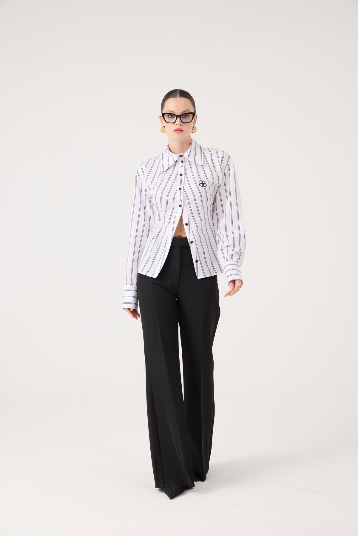 İspanyol Paça Yüksek Bel Calista Pantolon Siyah
