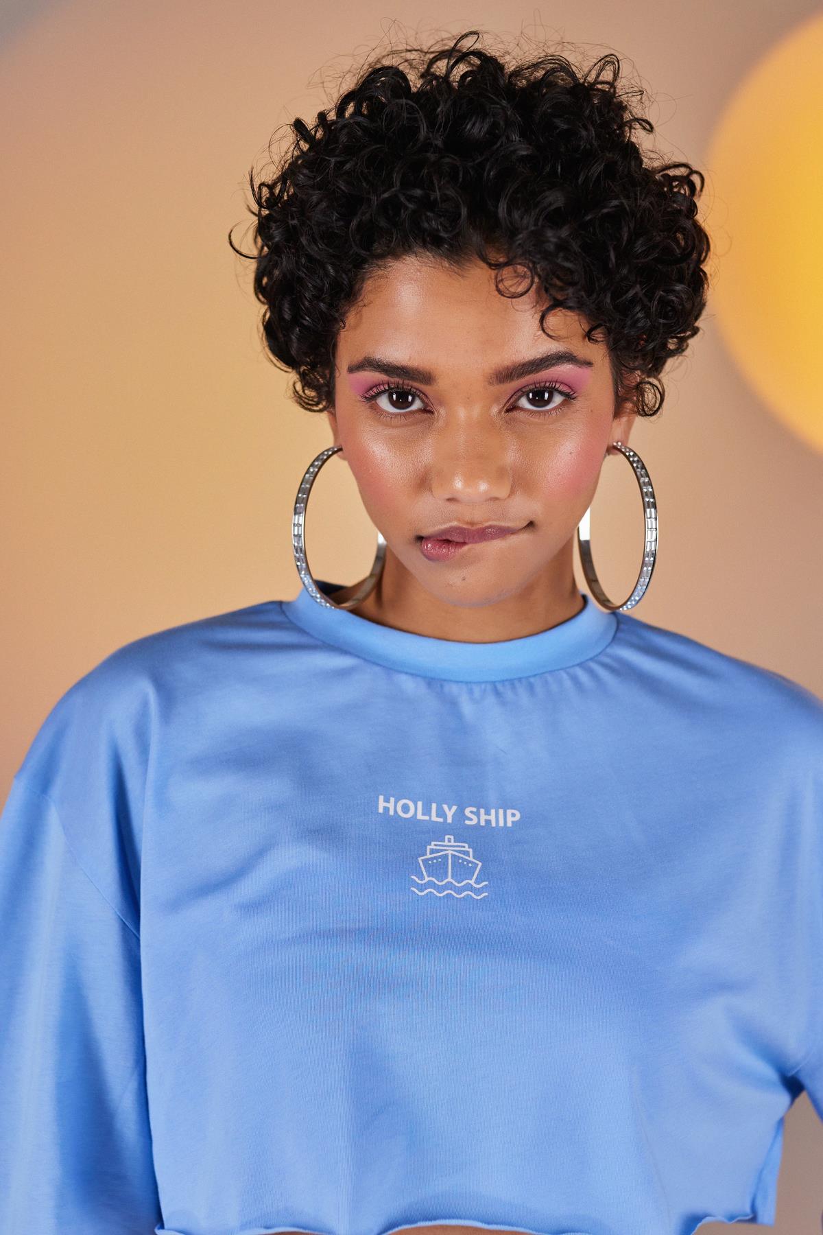Holly Crop Tshirt Mavi