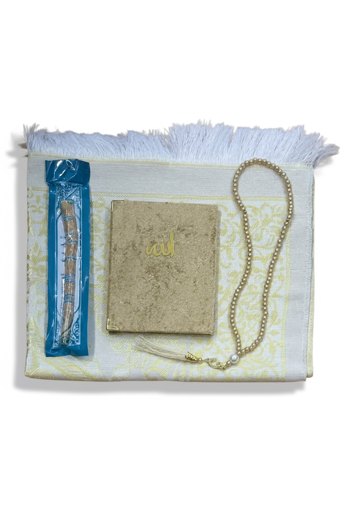 4'LÜ (SECCADE-KADİFE KAPLI YASİNİ ŞERİF-İNCİ TESBİH-MİSVAK) SET