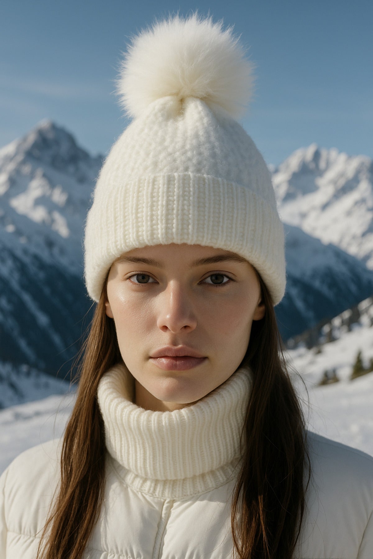 Ponponlu Beyaz İçi Yünlü İthal Bere BERE1136