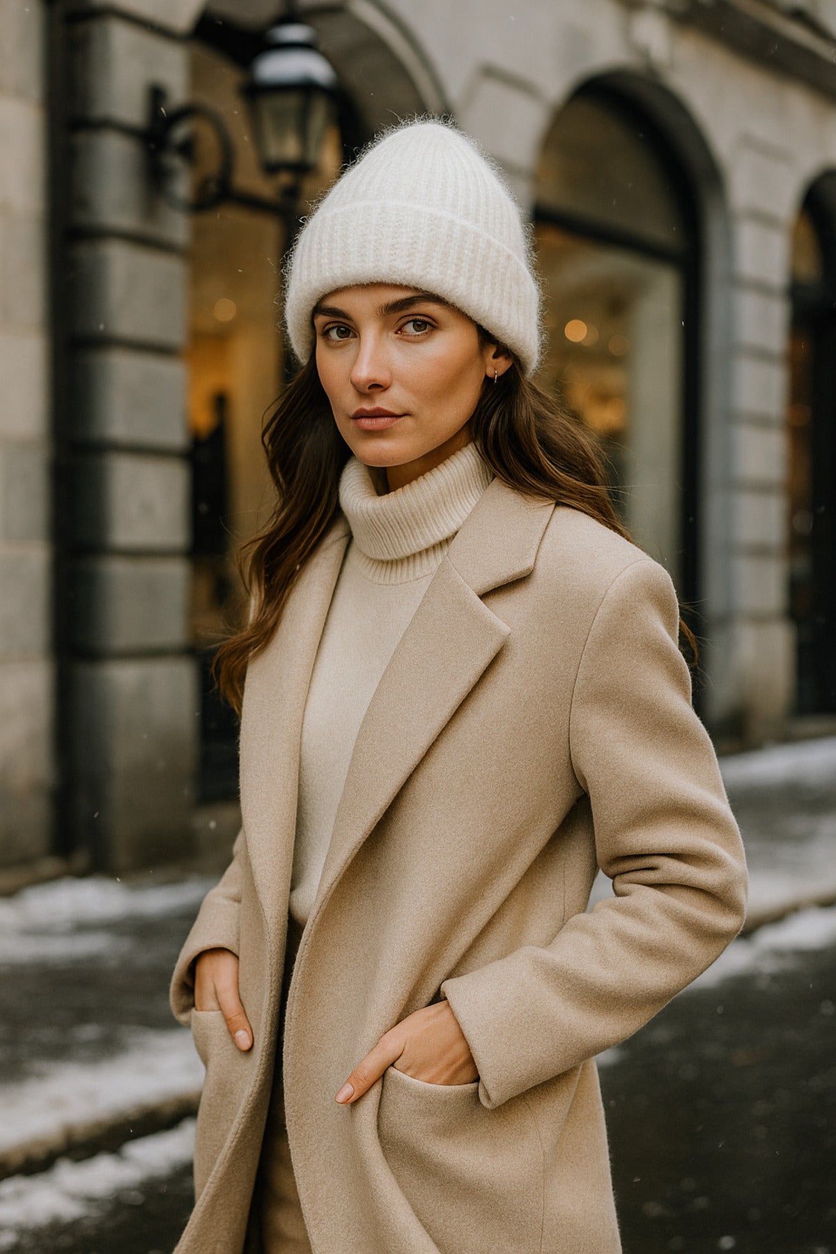 Kadın Beyaz Yünlü Basic Bere BERE1141