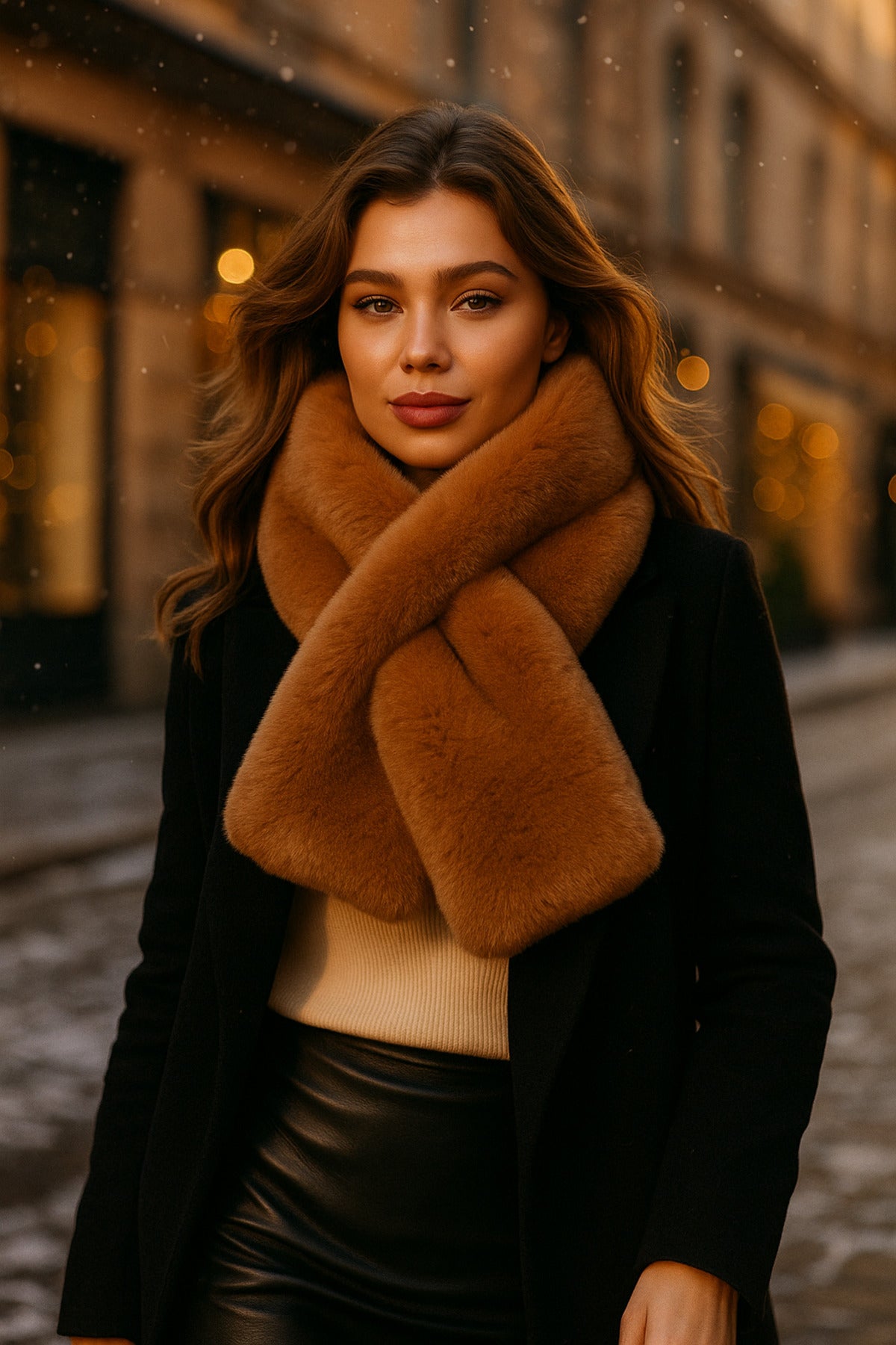 İthal Kahverengi Peluş Atkı - Yumuşak Ve Sıcak Tutacak, Şık Premium Kış Boyunluğu Byn01