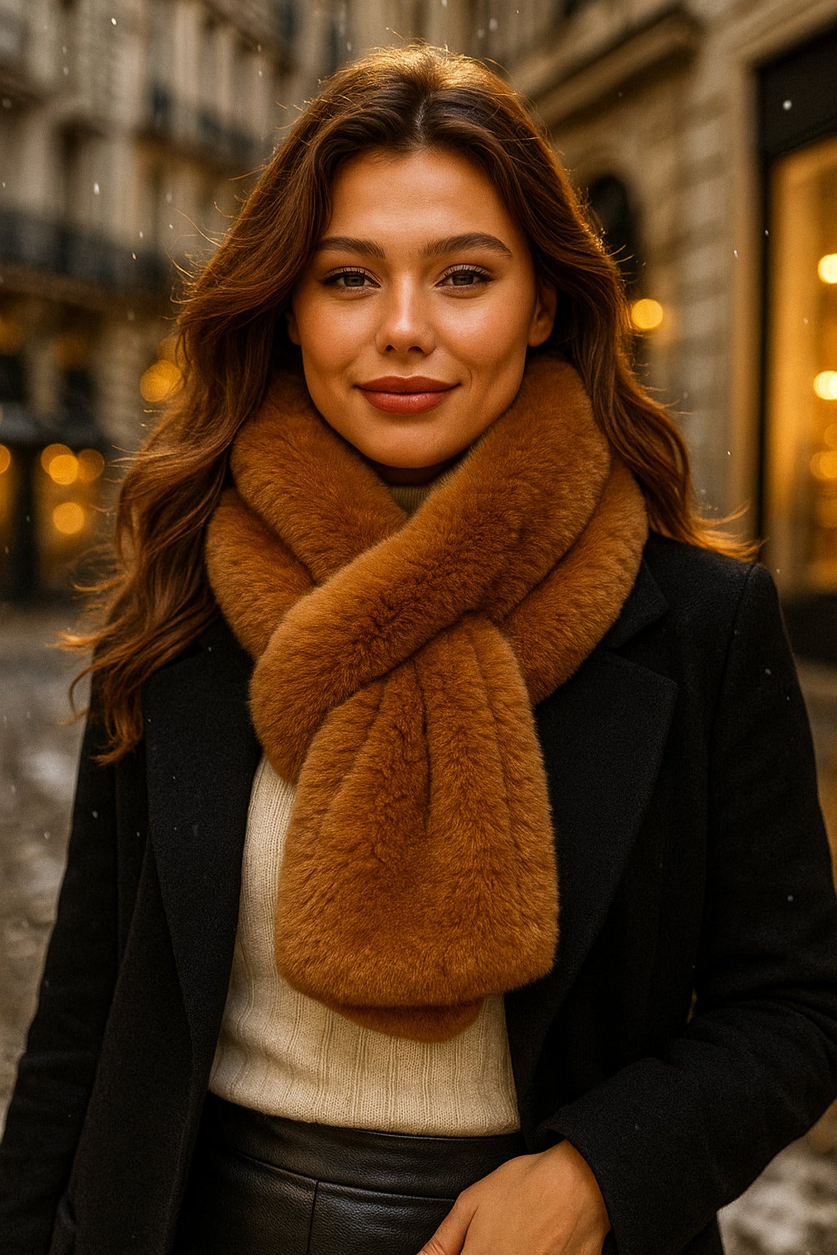 İthal Kahverengi Peluş Atkı - Yumuşak Ve Sıcak Tutacak, Şık Premium Kış Boyunluğu Byn01