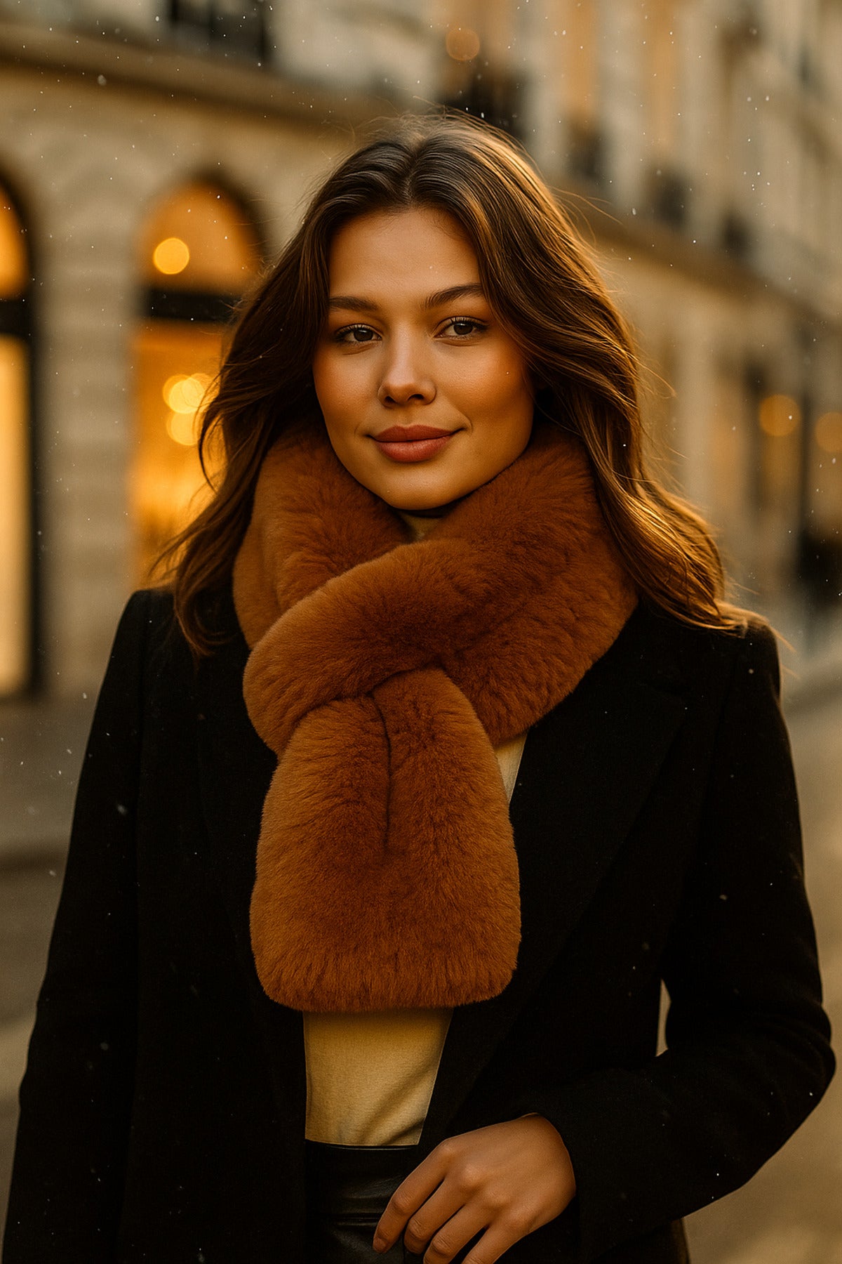 İthal Kahverengi Peluş Atkı - Yumuşak Ve Sıcak Tutacak, Şık Premium Kış Boyunluğu Byn01