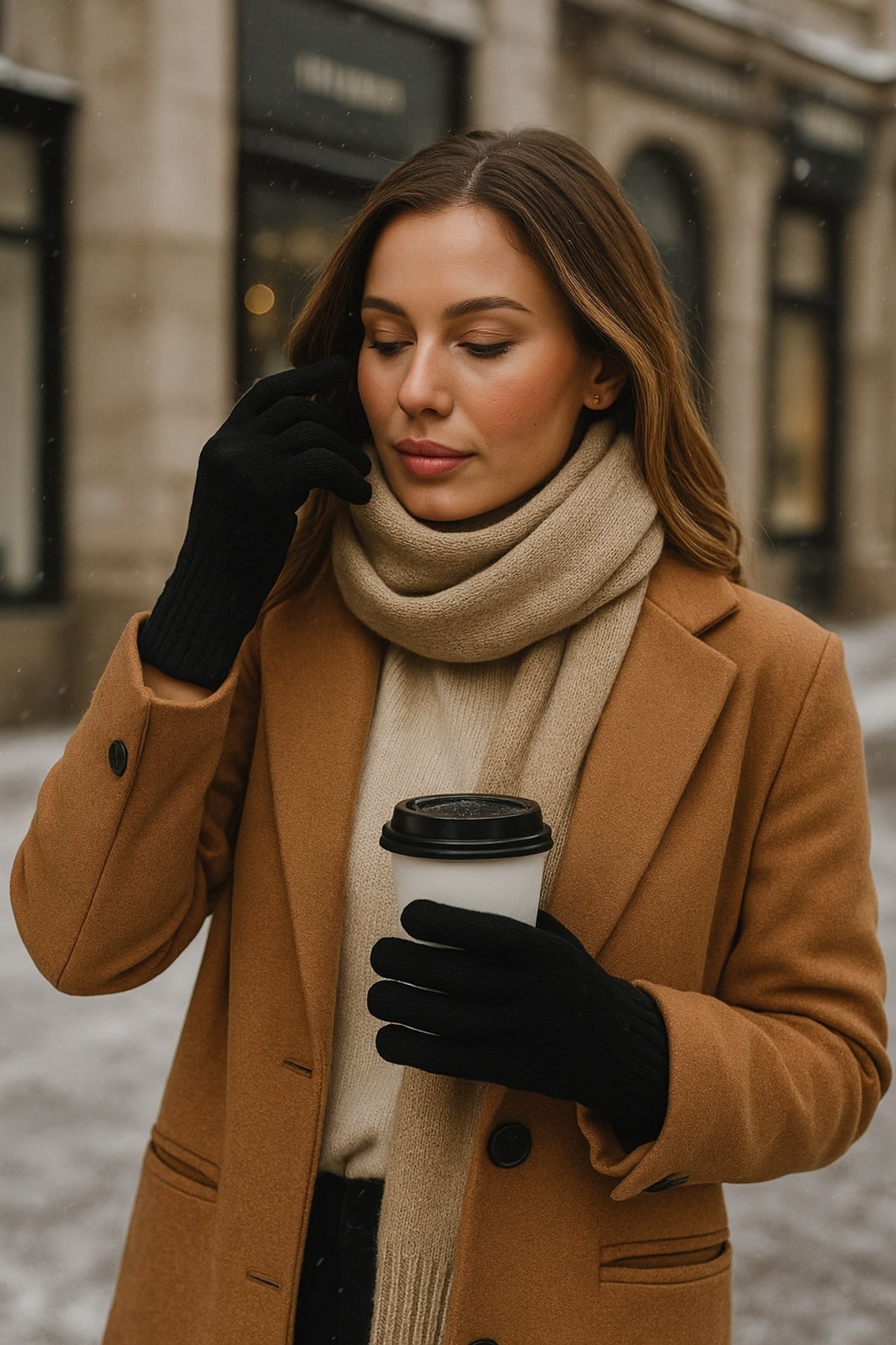 Unisex Siyah Örme Eldiven Eld01