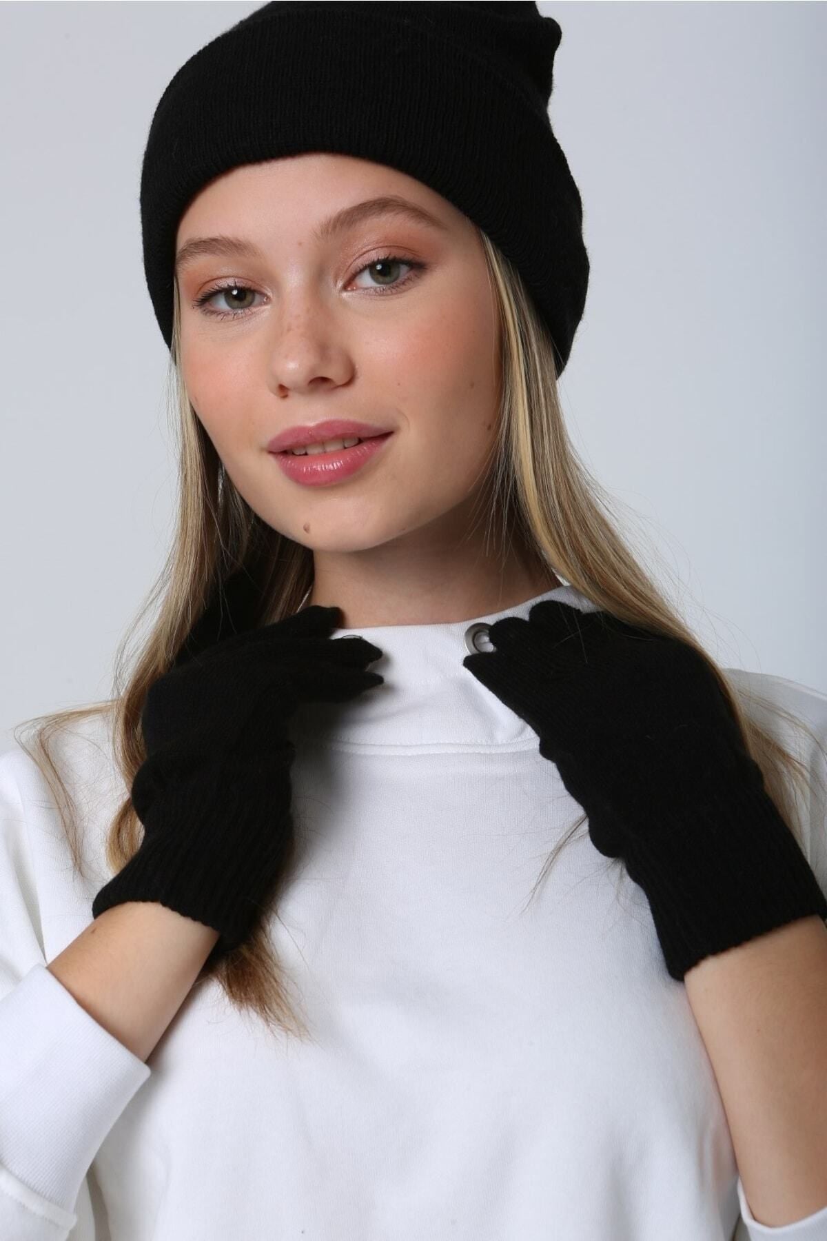 Unisex Siyah Örme Eldiven Eld01