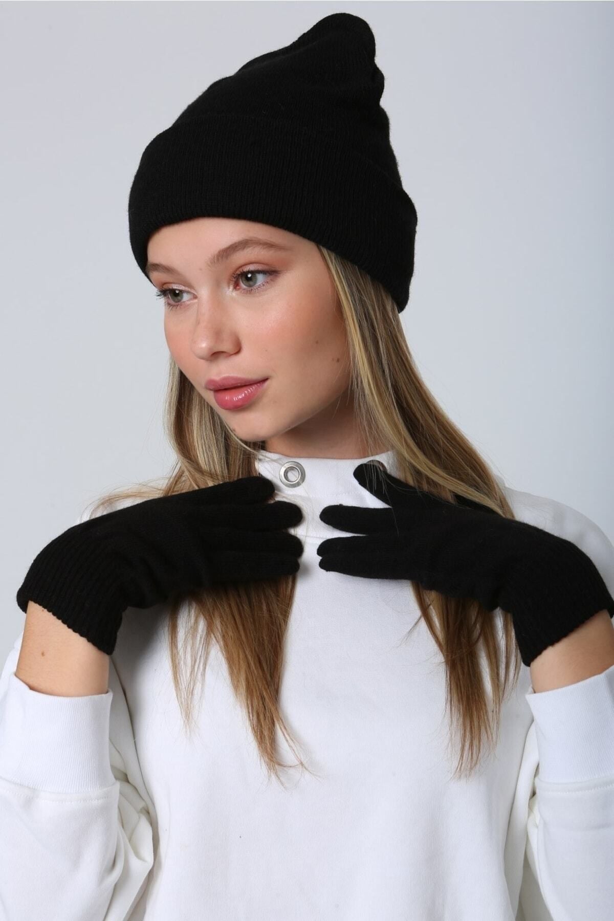 Unisex Siyah Örme Eldiven Eld01