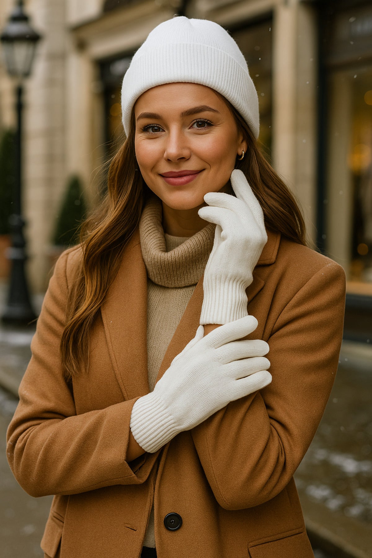 Unisex Ekru Örme Eldiven Eld01