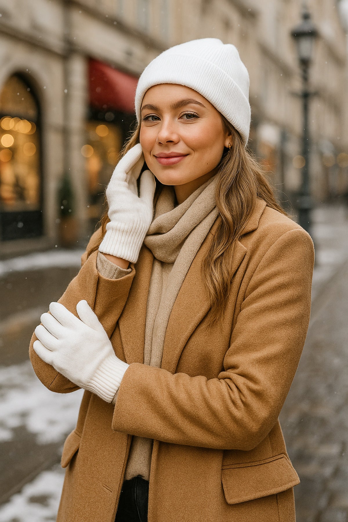 Unisex Ekru Örme Eldiven Eld01