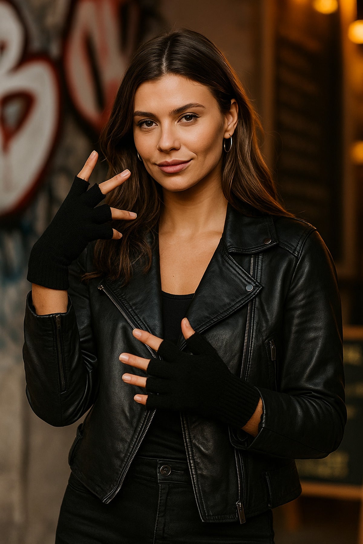 Unisex Kesik Yarım Parmaklı Siyah Eldiven Eld02