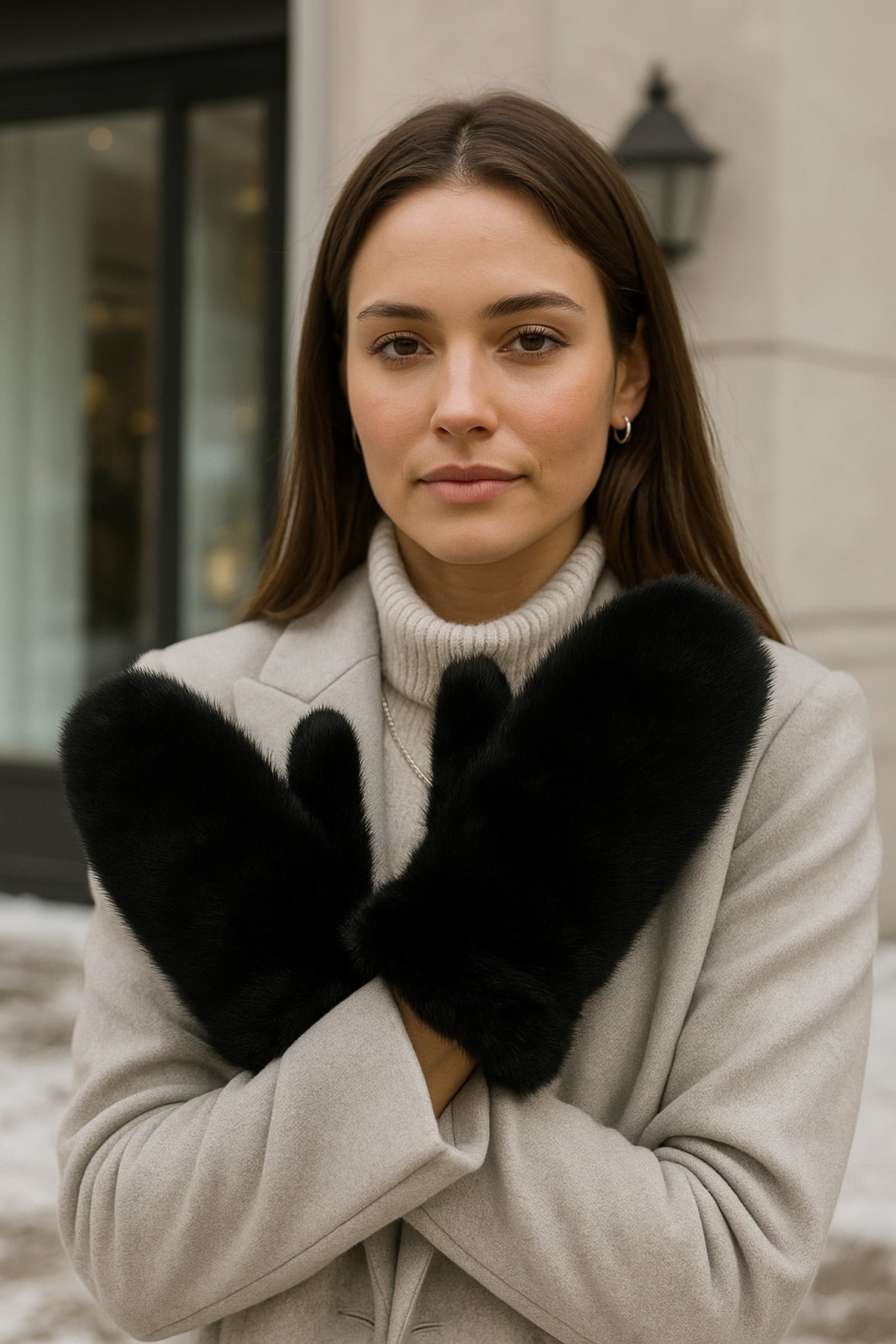 Kadın Siyah Peluş Eldiven ELD32