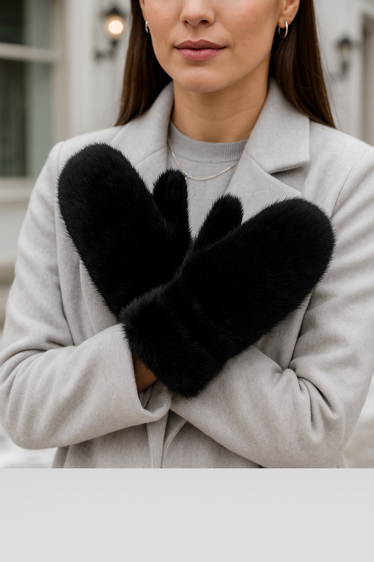 Kadın Siyah Peluş Eldiven ELD32