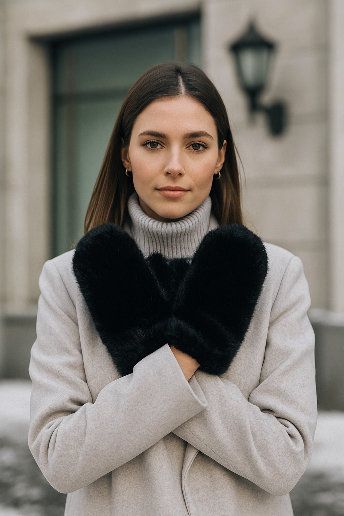 Kadın Siyah Peluş Eldiven ELD32