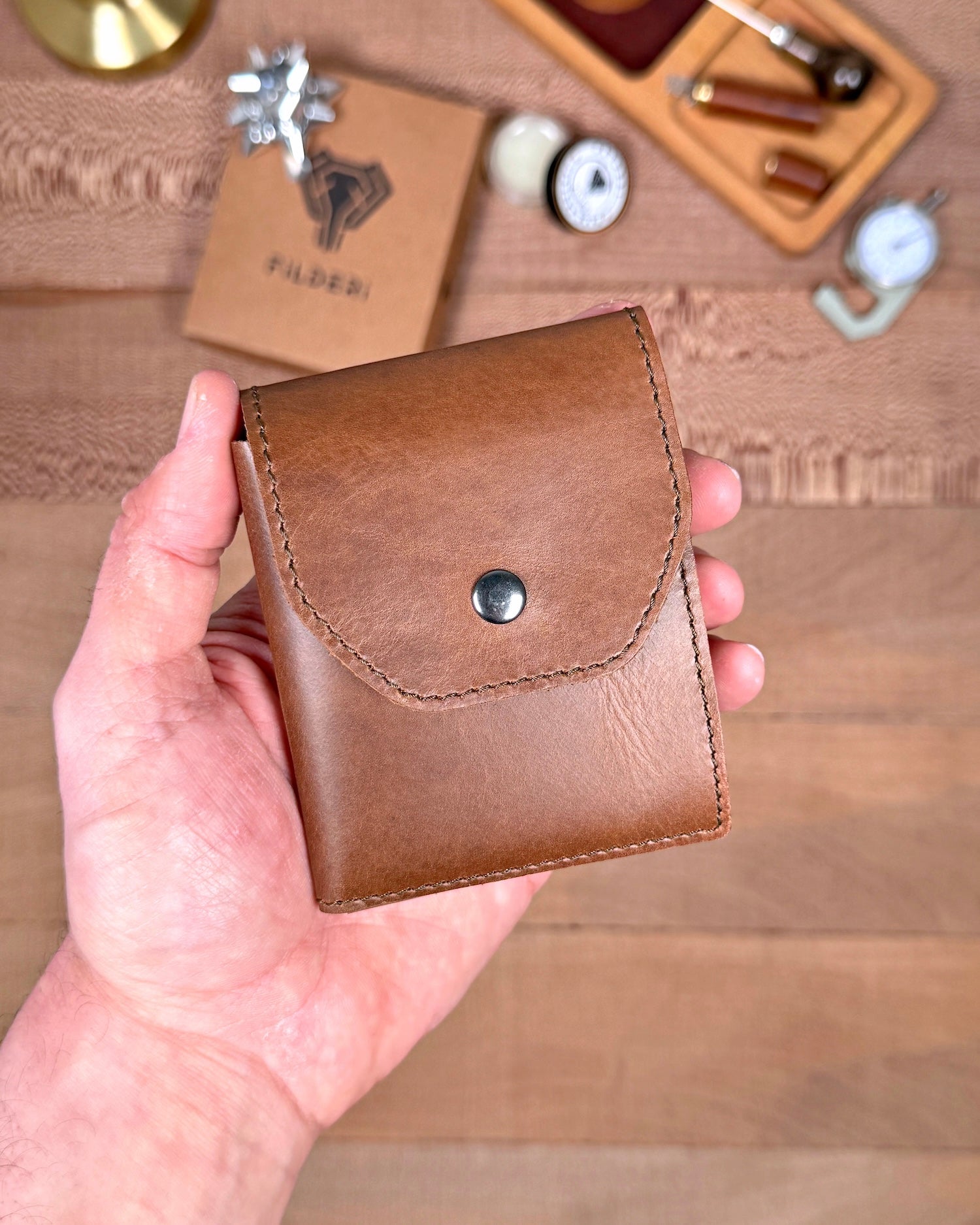Hakiki Deri Pratik Cüzdan – Hızlı Erişimli – Parlak Kahve | 2142