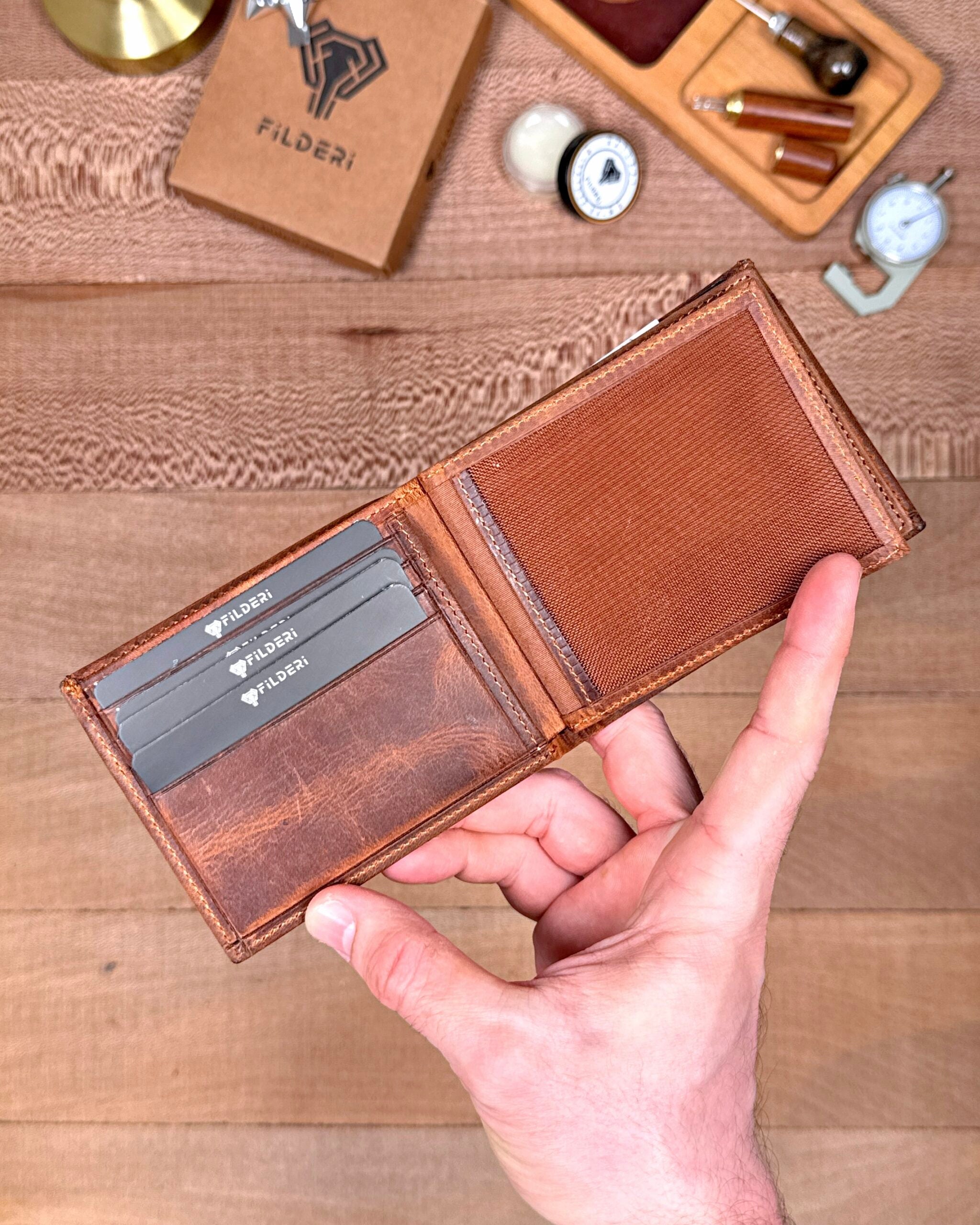 Erkek Cüzdan Kelebek Model – Hakiki Deri Fındık | 2145