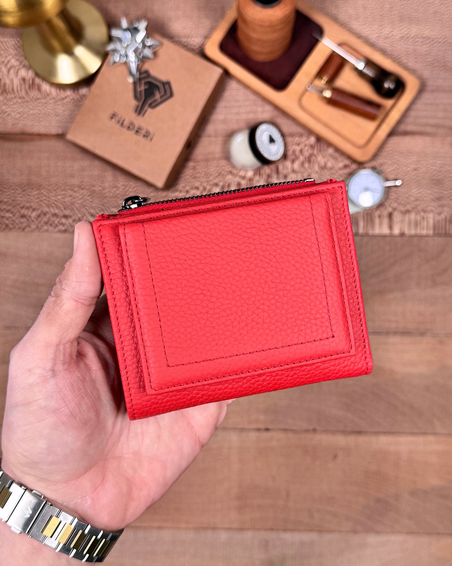 Fonksiyonel Küçük Kadın Cüzdanı – Hakiki Deri Kırmızı | 2150
