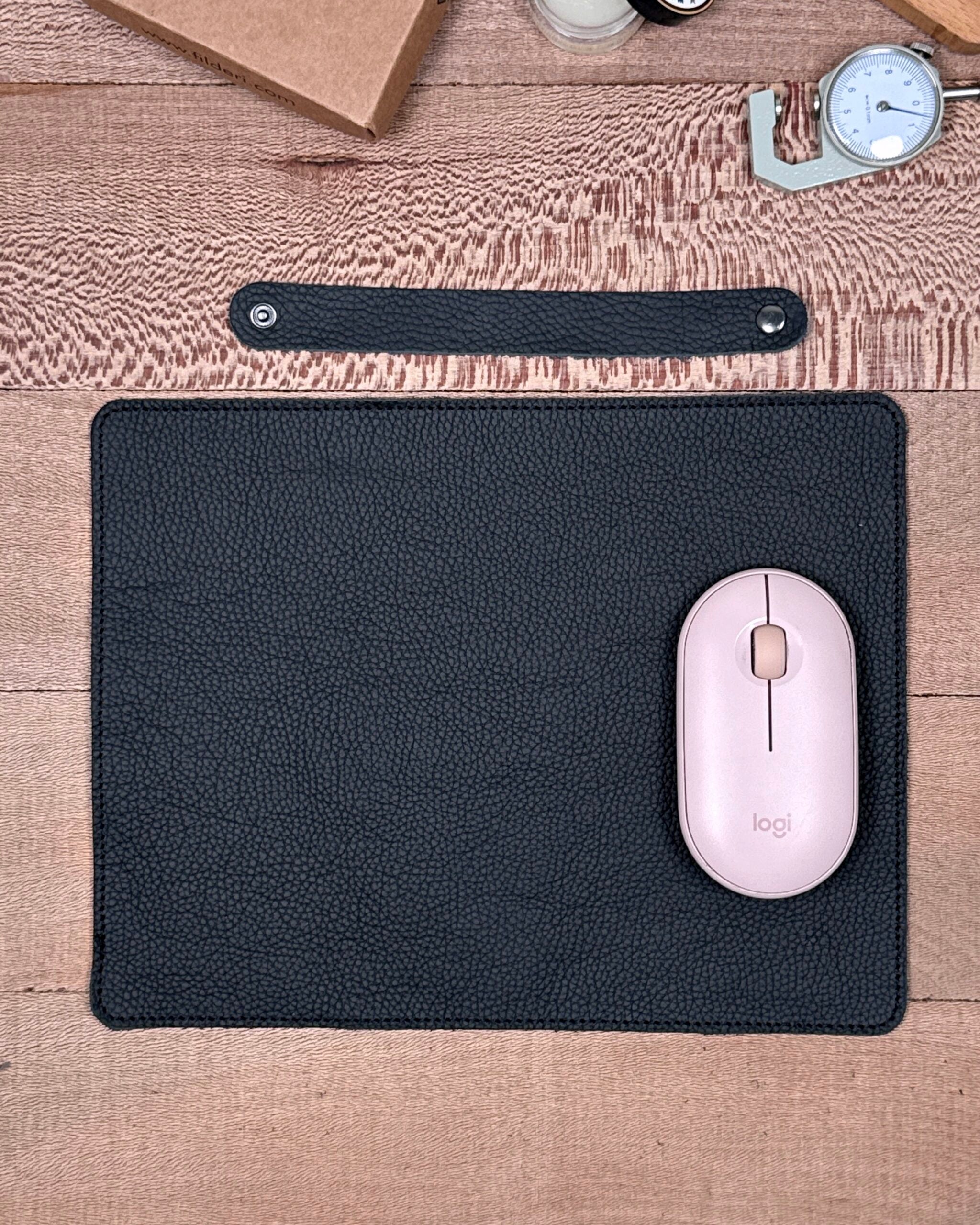 Hakiki Deri Mousepad – Siyah Renk Ofis Kullanımı İçin