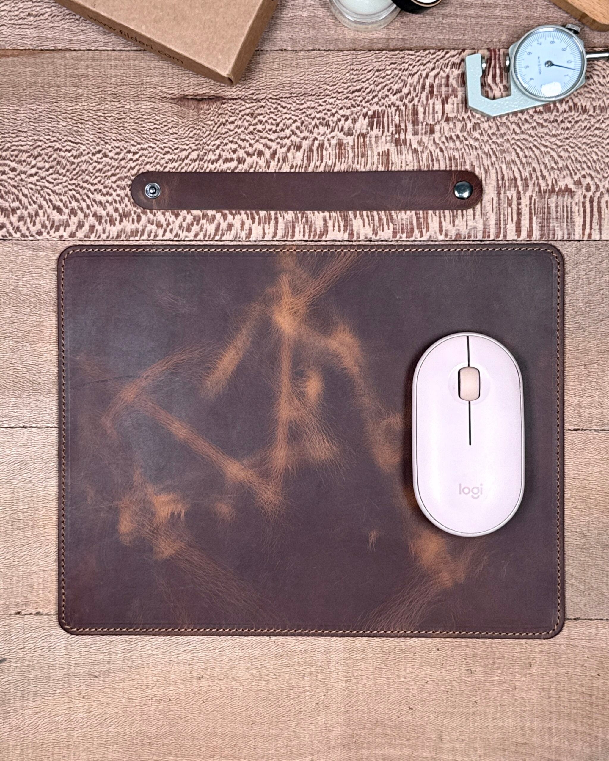 Hakiki Deri Mousepad – Fındık Renk Ofis Kullanımı İçin