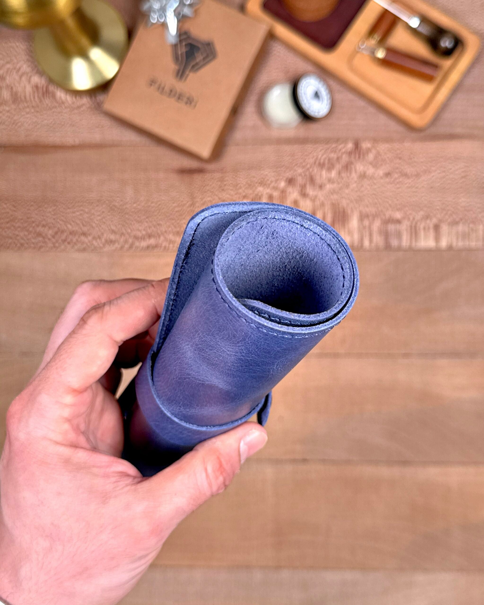 Hakiki Deri Mousepad – Lacivert Renk Ofis Kullanımı İçin