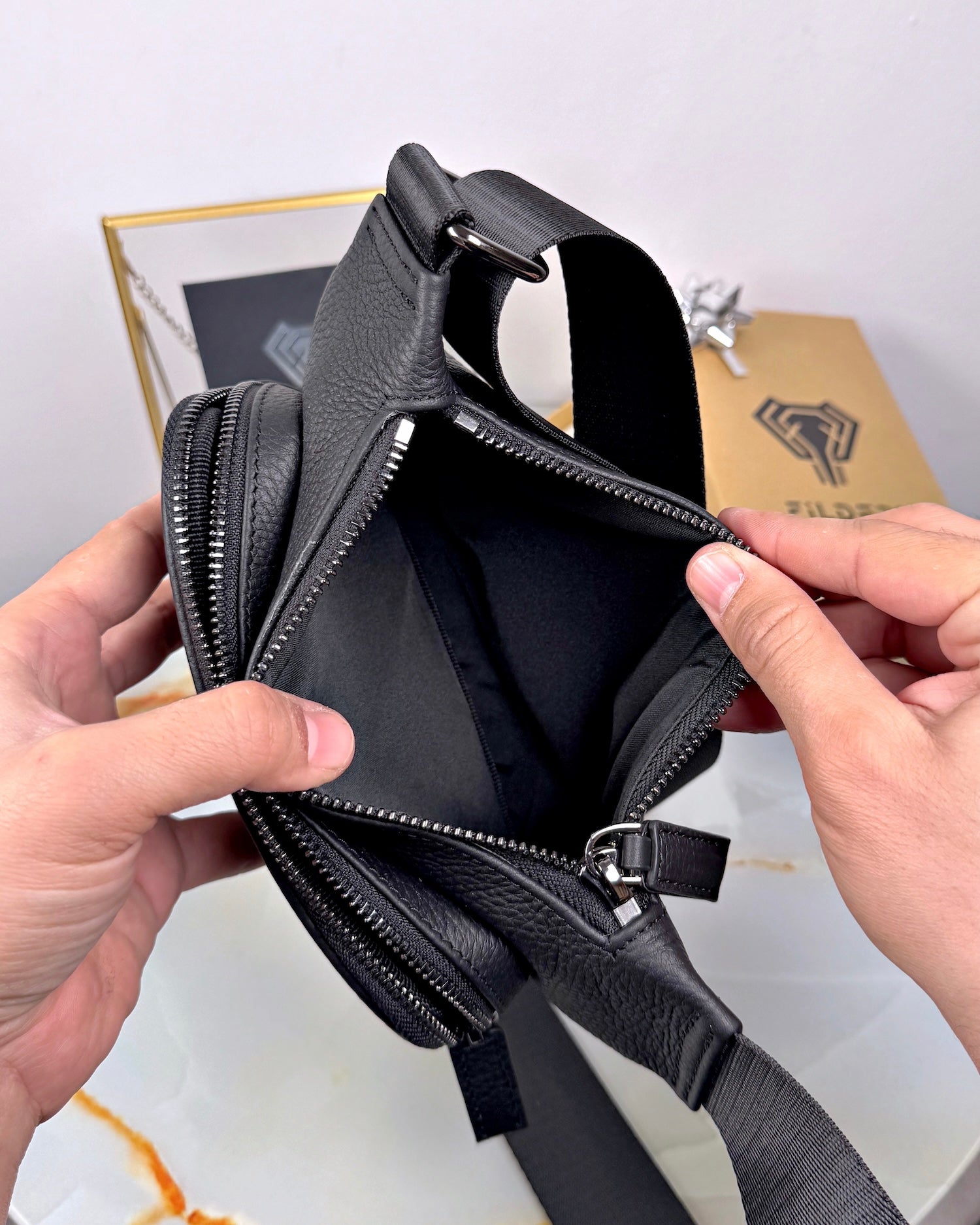 Hakiki Deri Çapraz Çanta – Siyah Crossbody Model | 2085