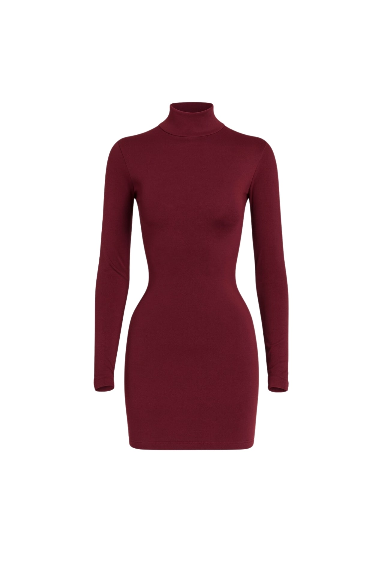 Balıkçı Yaka Mini Bordo Elbise