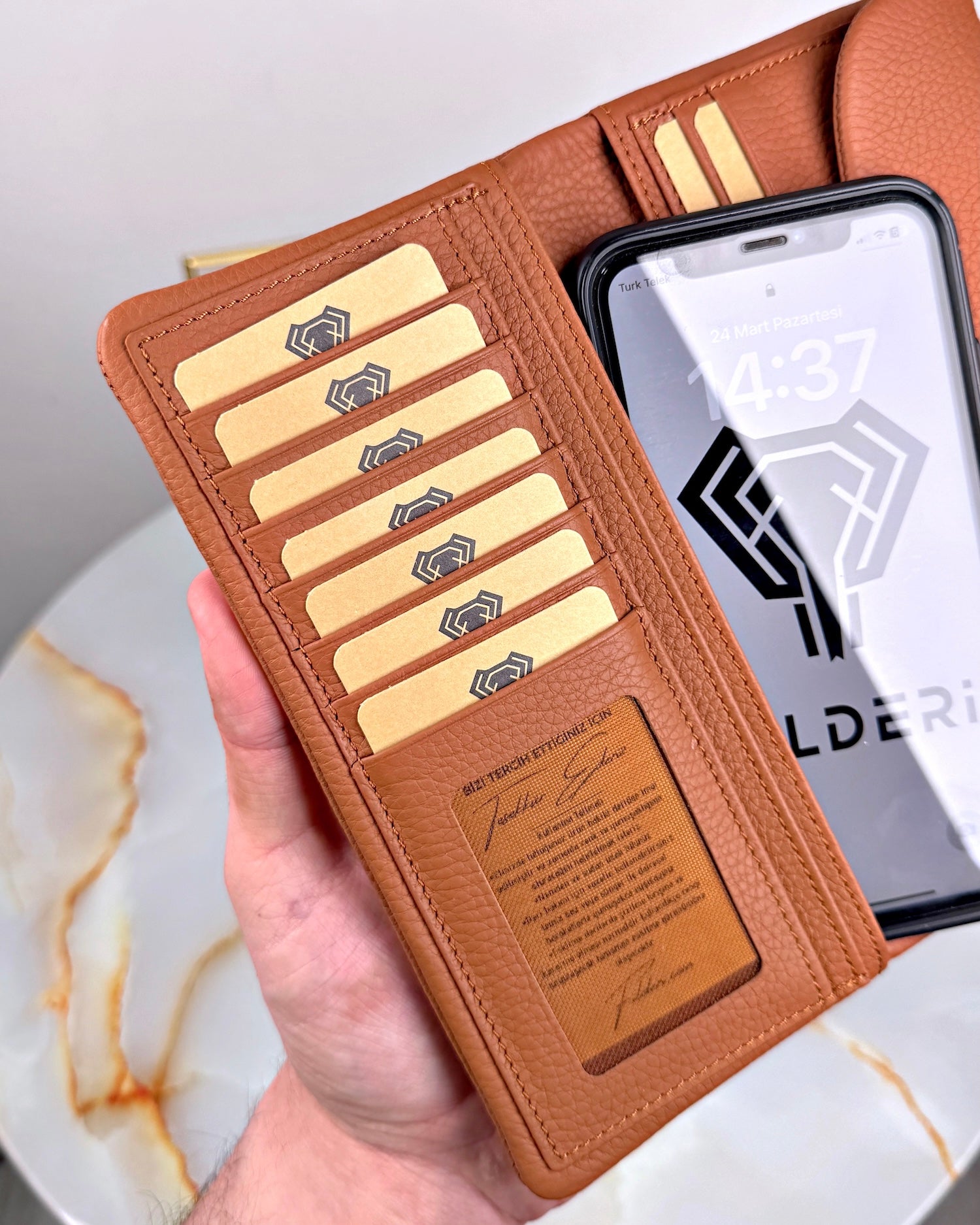 Telefon Bölmeli Cüzdan – Taba Yumuşak Hakiki Deri | 2049