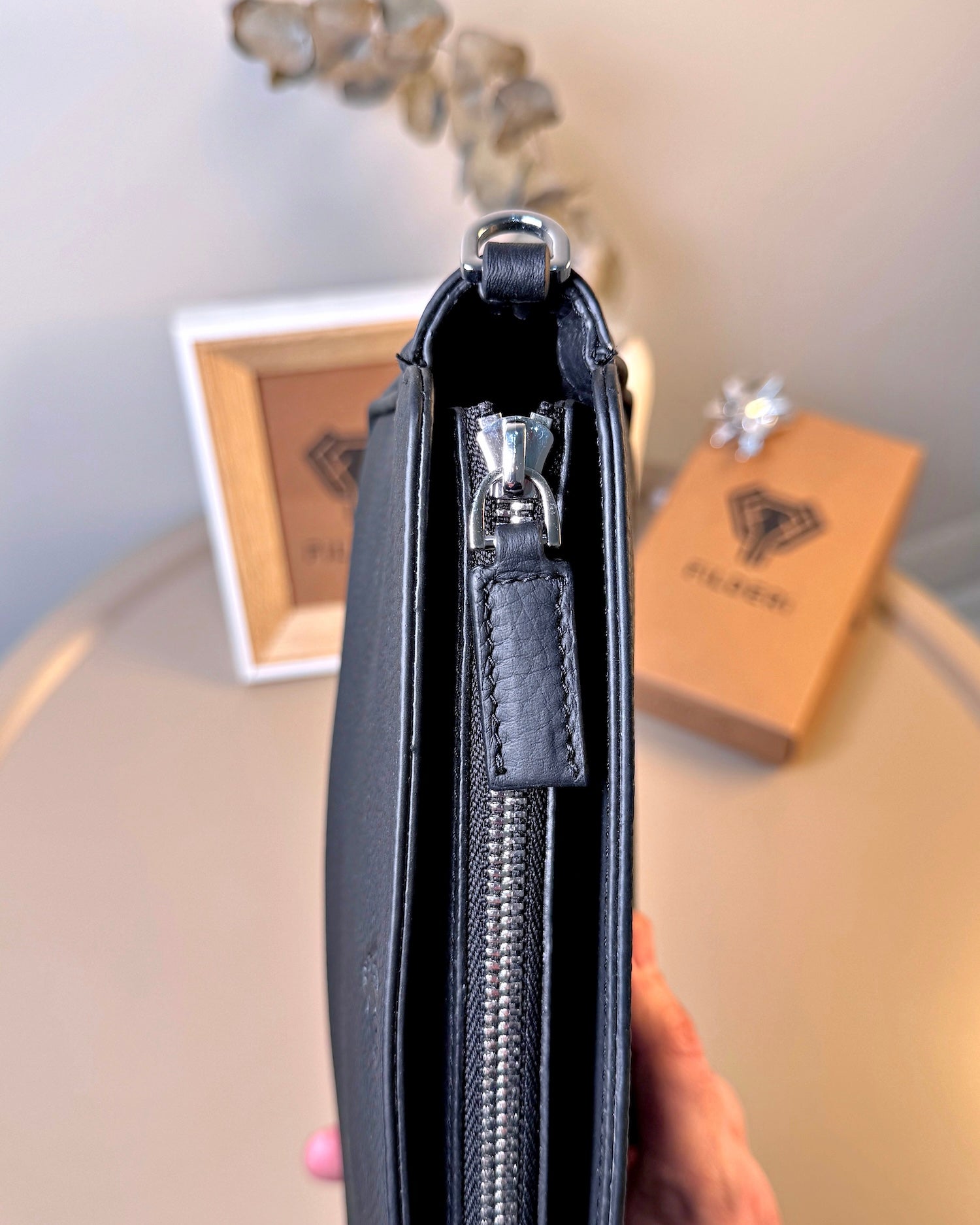Hakiki Deri El Clutch Çanta - Mat Siyah | 2139