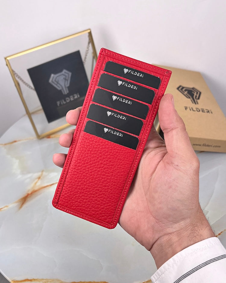 Telefon Bölmeli Kadın Cüzdan – Kırmızı Renk, Mıknatıslı Hakiki Deri | 2047