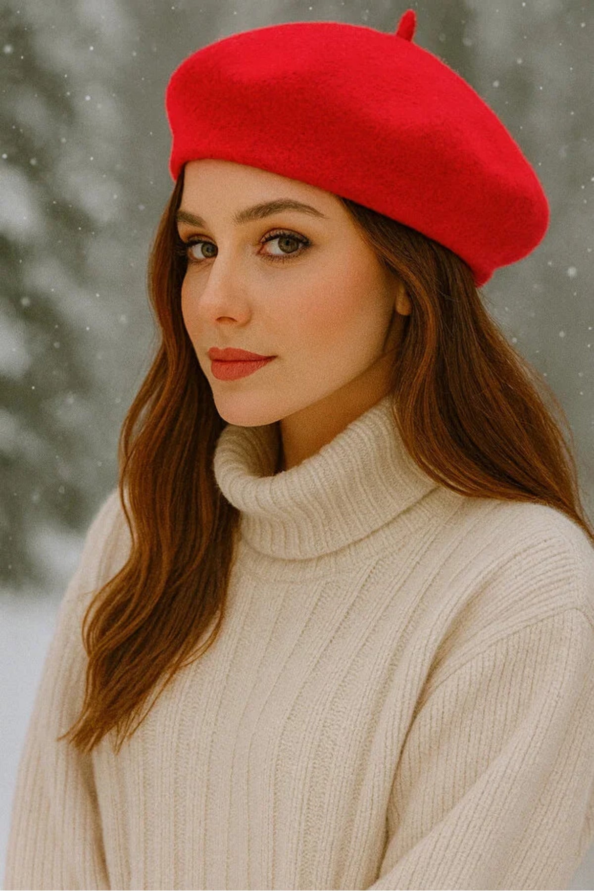 Kadın Kırmızı Ressam Bere Şapka Bere1101