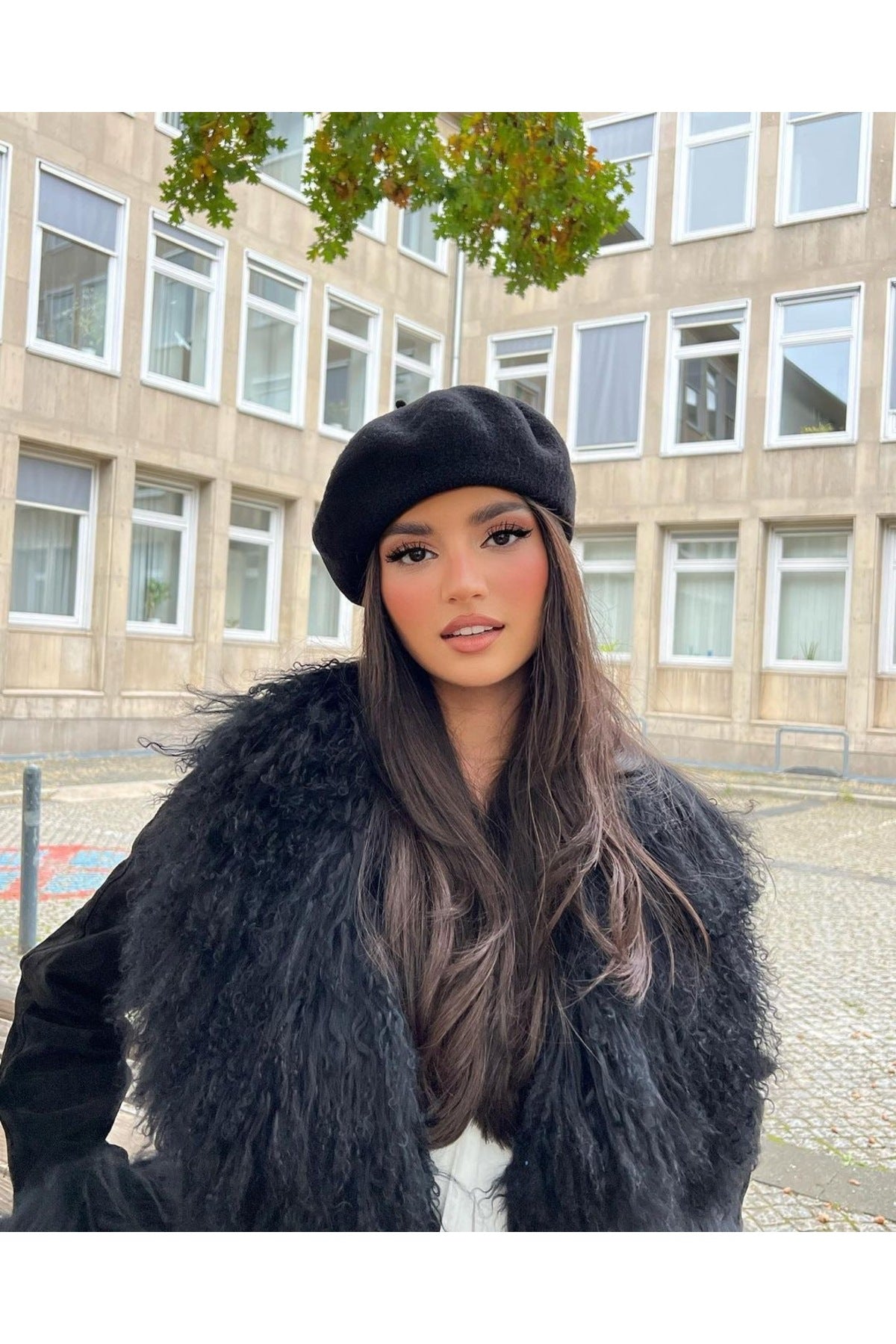 Siyah Fransız Keçe Ressam Bere Şapka Bere1101