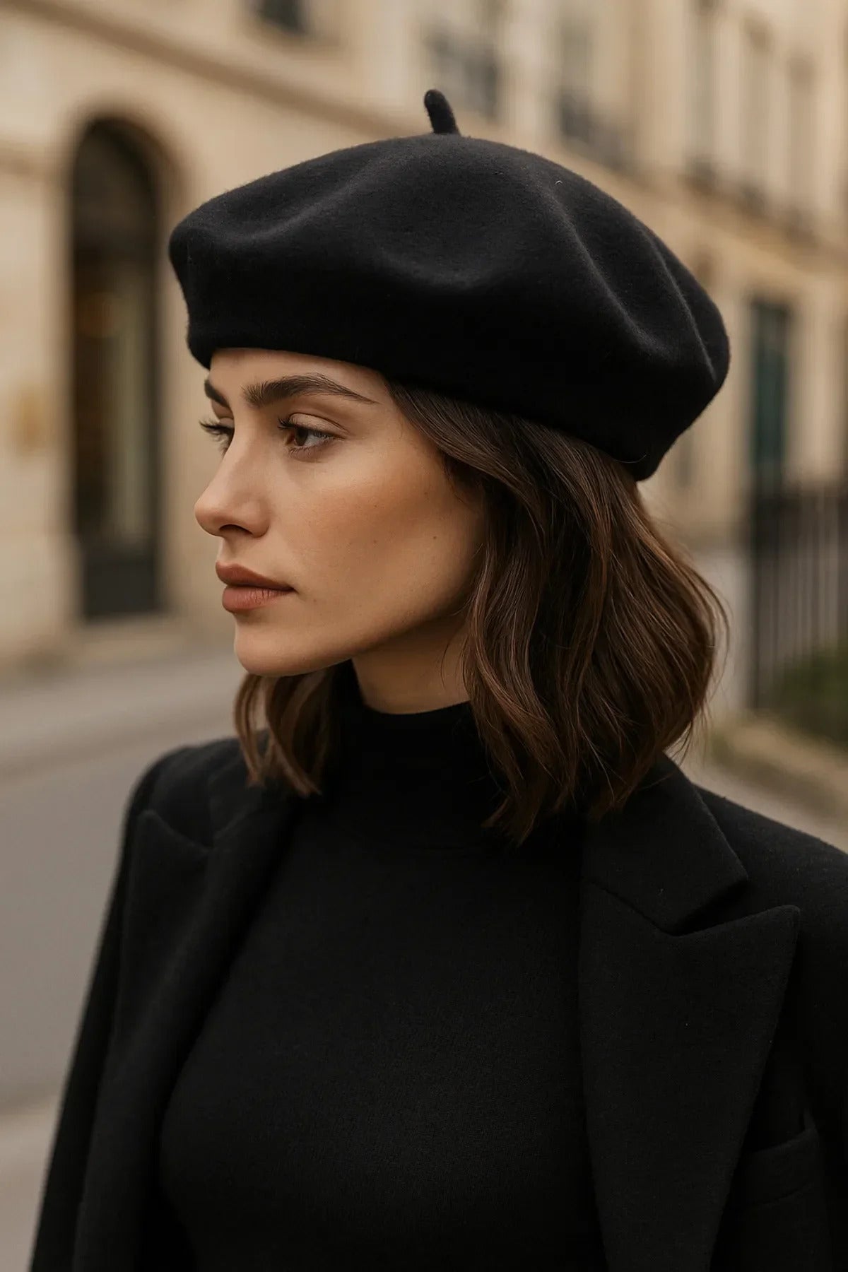 Siyah Fransız Keçe Ressam Bere Şapka Bere1101