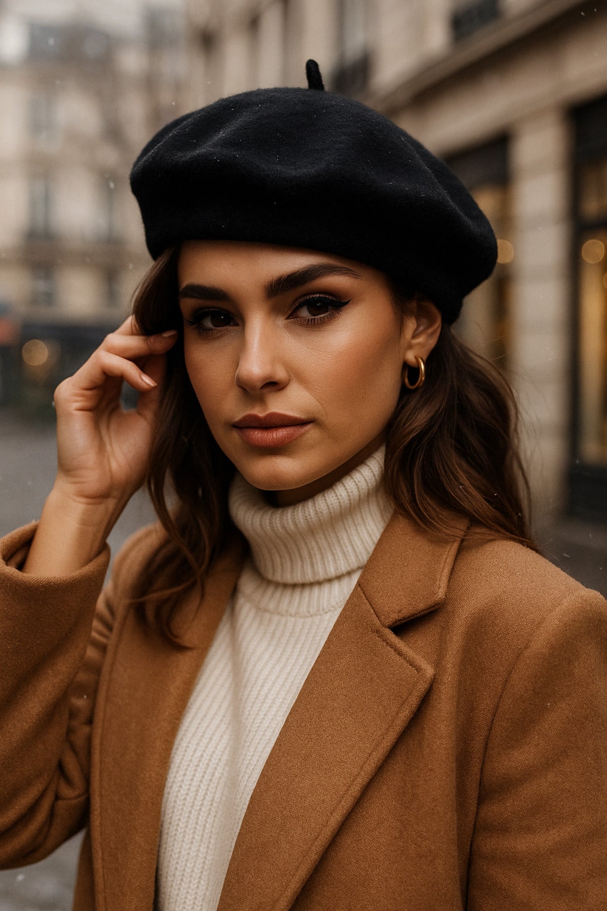 Siyah Fransız Keçe Ressam Bere Şapka Bere1101