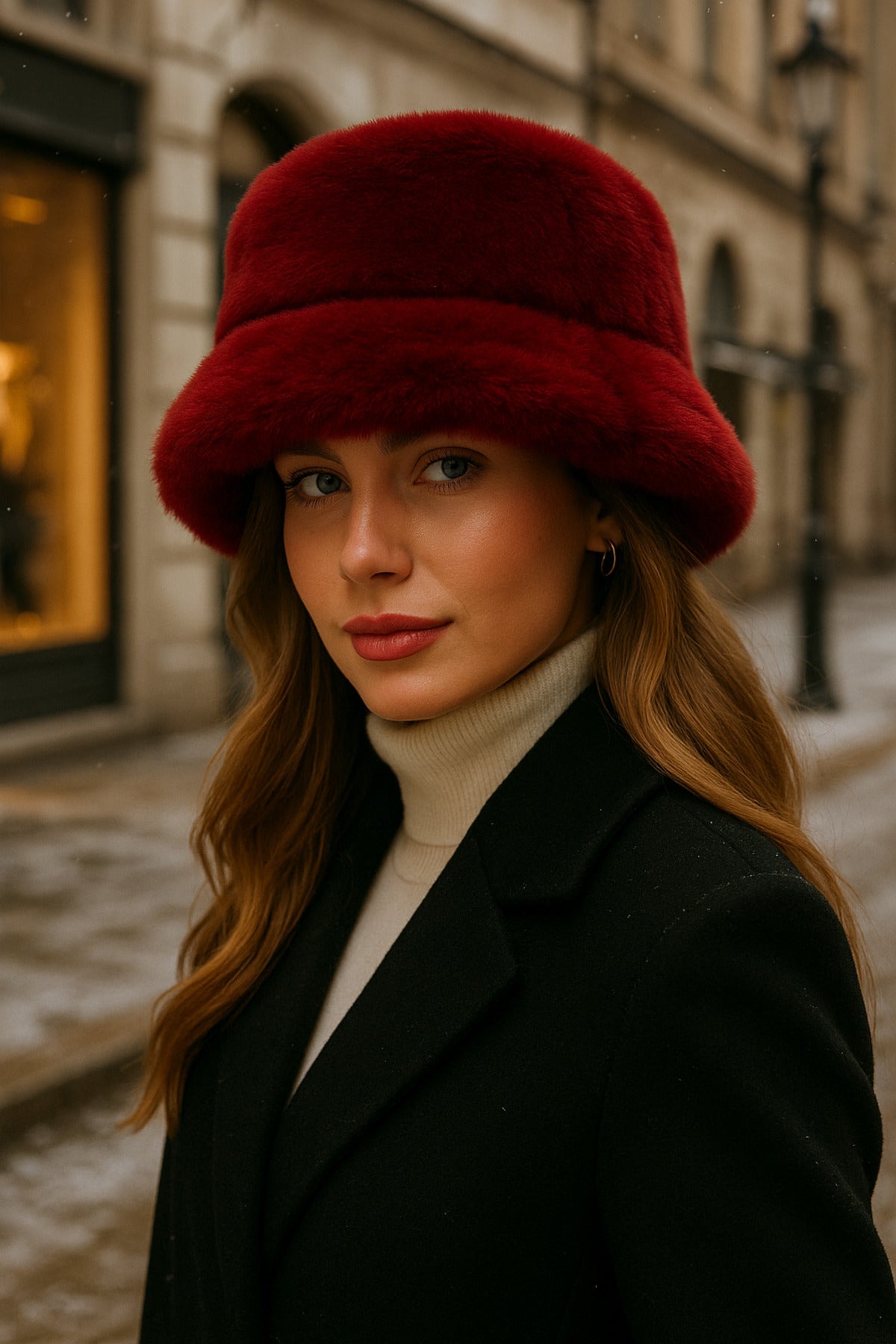 İthal Bordo Renk Kışlık Peluş Şapka - Premium Yumuşak Ve Sıcak Tutan Tüylü Kabin Şapka Spk1102-1