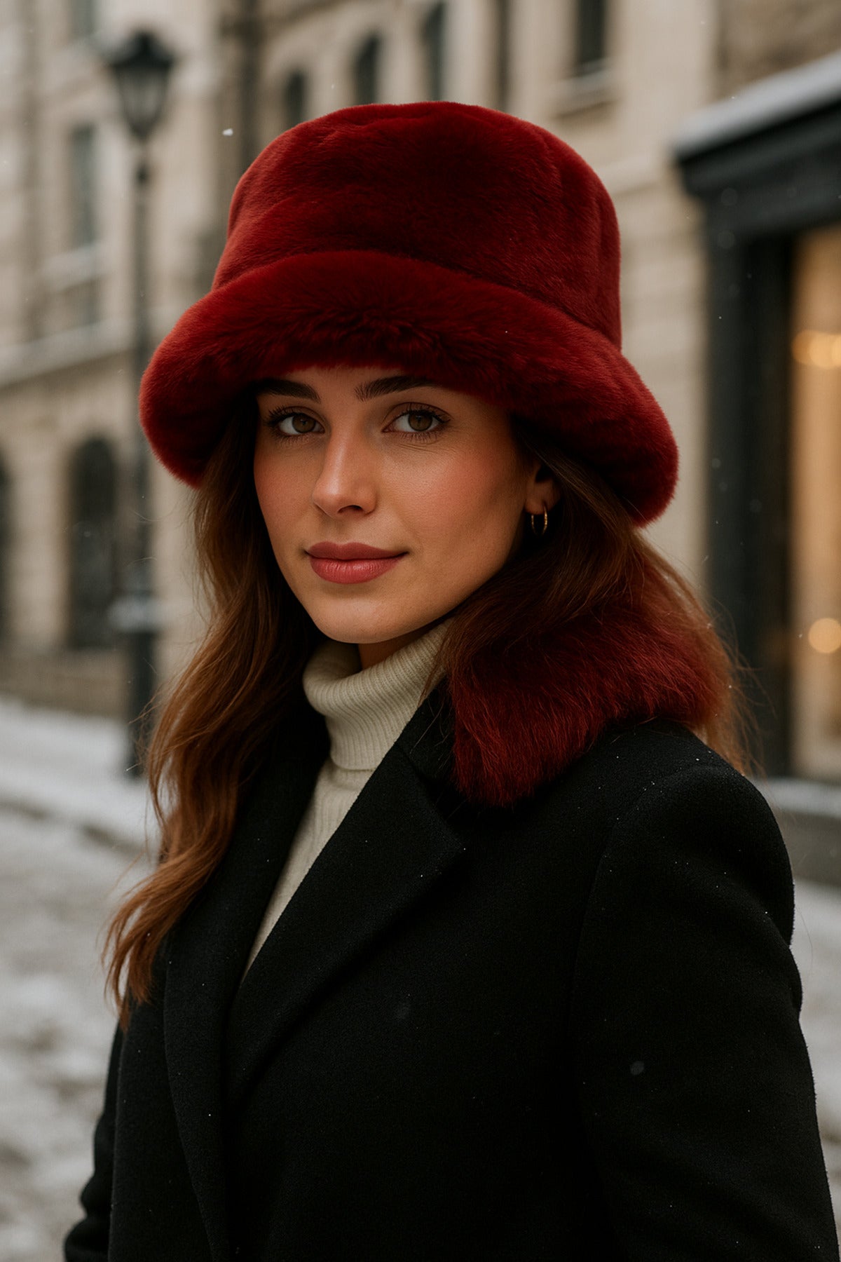 İthal Bordo Renk Kışlık Peluş Şapka - Premium Yumuşak Ve Sıcak Tutan Tüylü Kabin Şapka Spk1102-1